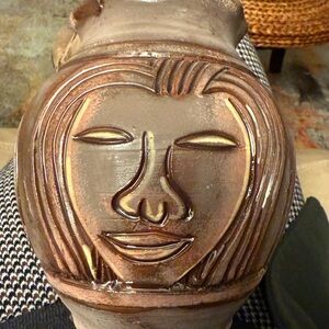 Handcrafted Ceramic Vase With Abstract Face Design